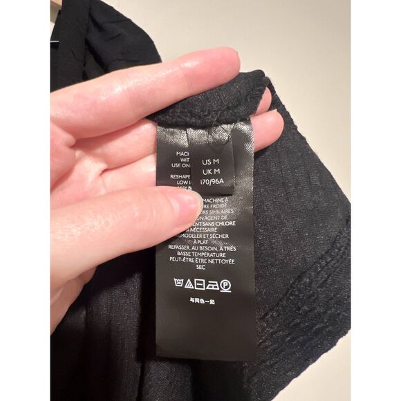 NWT Free People Violet Mini Dress Textured Puff Sleeve Black OB1140618 Medium - Picture 9 of 14